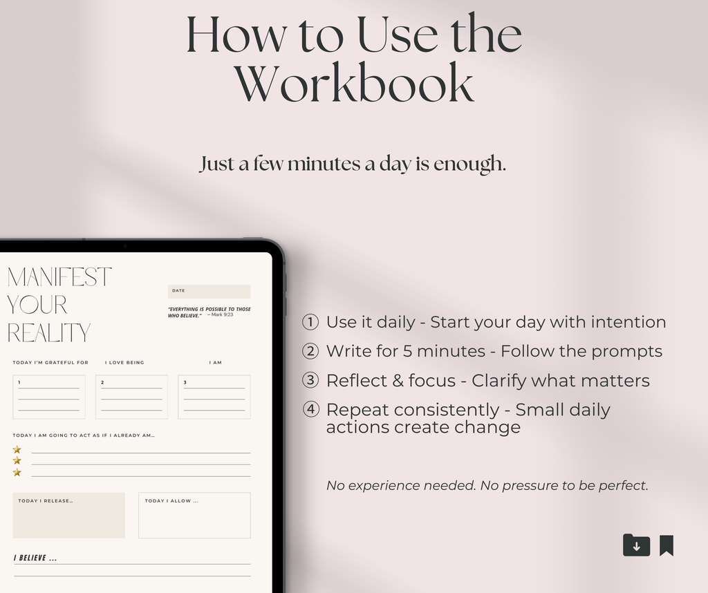 Manifest Your Reality – Digital Manifestation Workbook (Fillable PDF)